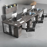 Contemporary Wood Rectangular Four-Person Computer Desk Image - 7