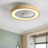 Contemporary Wood Round Ceiling Fan with LED Light Image - 1