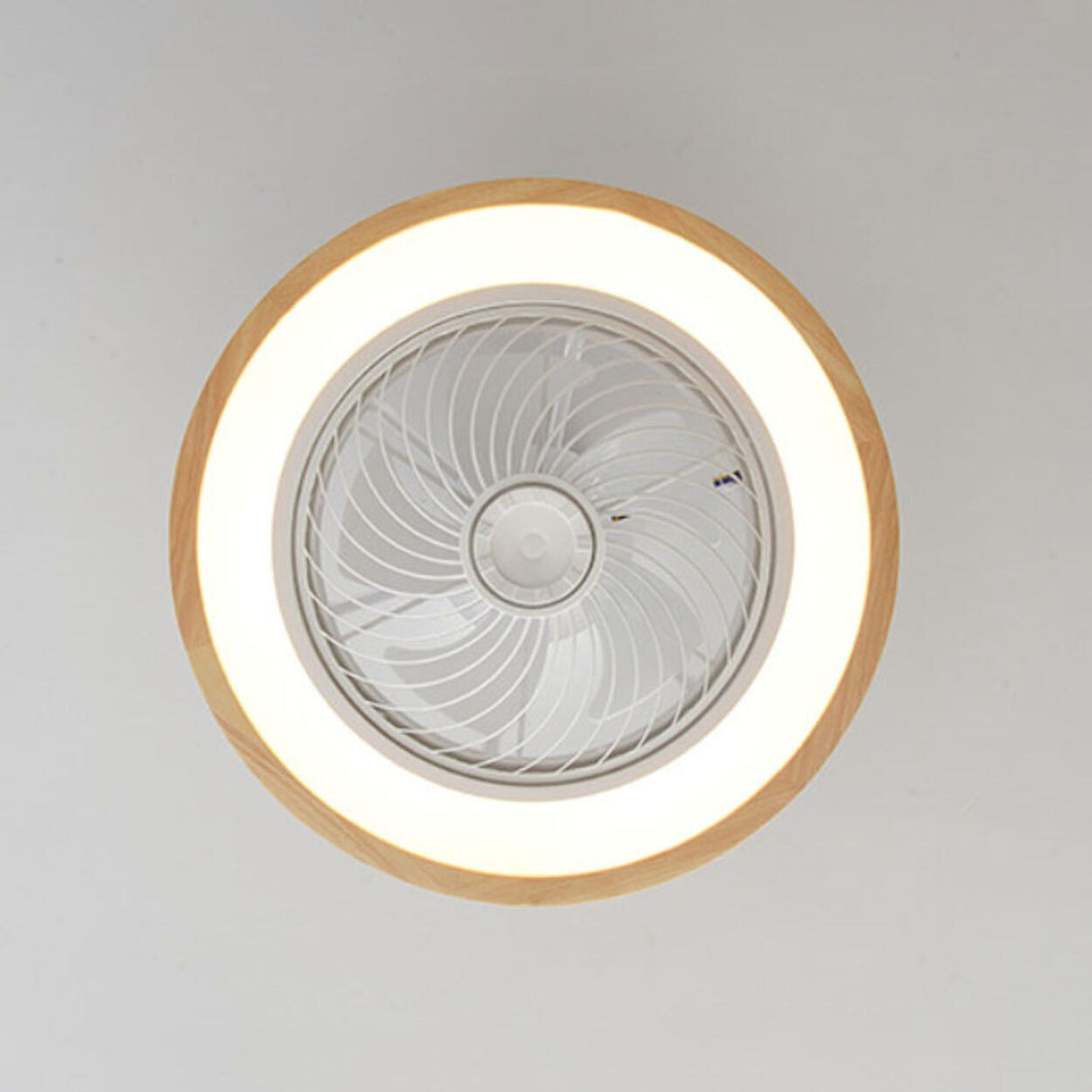 Contemporary Wood Round Ceiling Fan with LED Light Image - 10