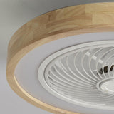 Contemporary Wood Round Ceiling Fan with LED Light Image - 11