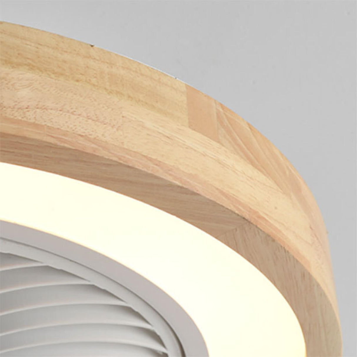 Contemporary Wood Round Ceiling Fan with LED Light Image - 13