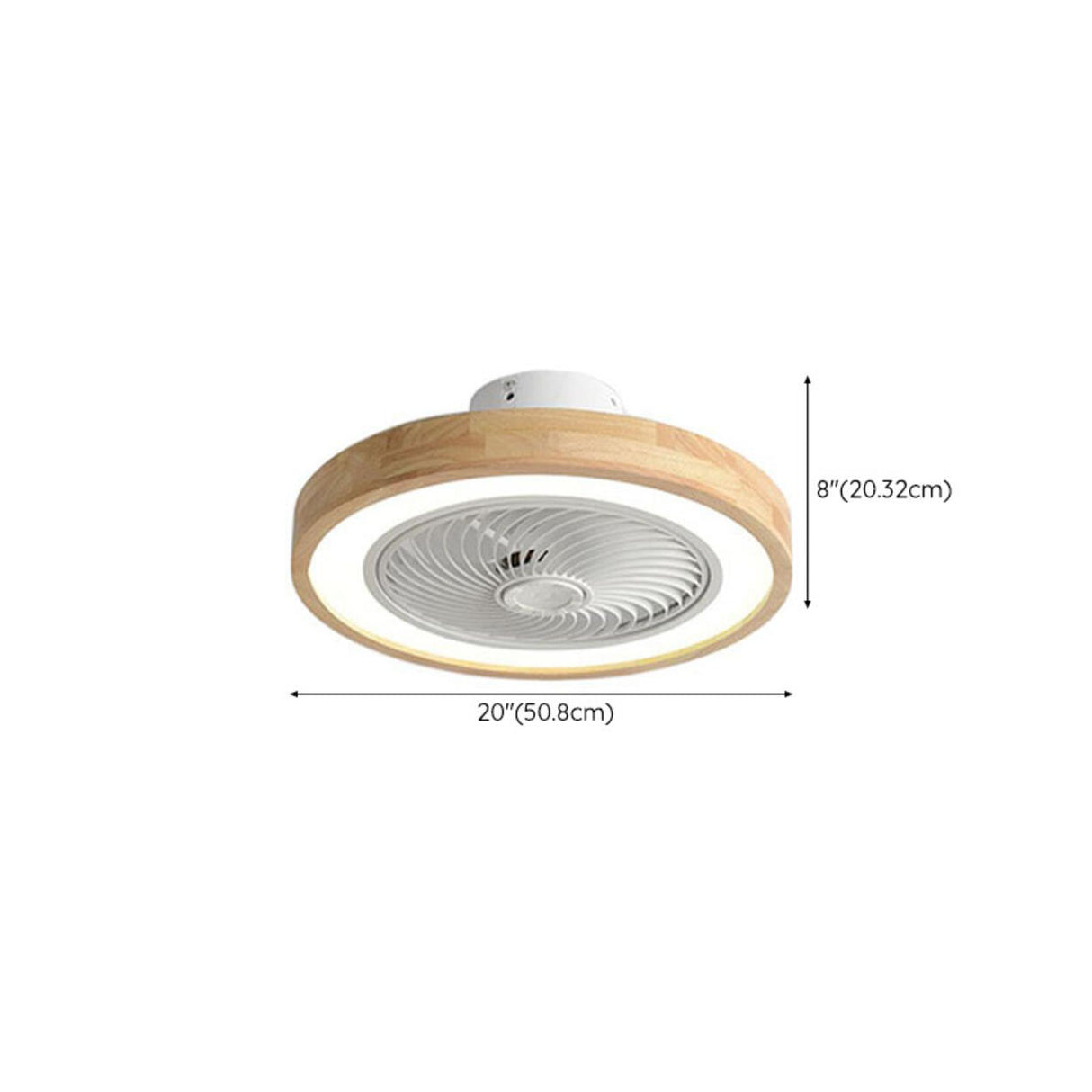 Contemporary Wood Round Ceiling Fan with LED Light 