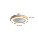 Contemporary Wood Round Ceiling Fan with LED Light #size