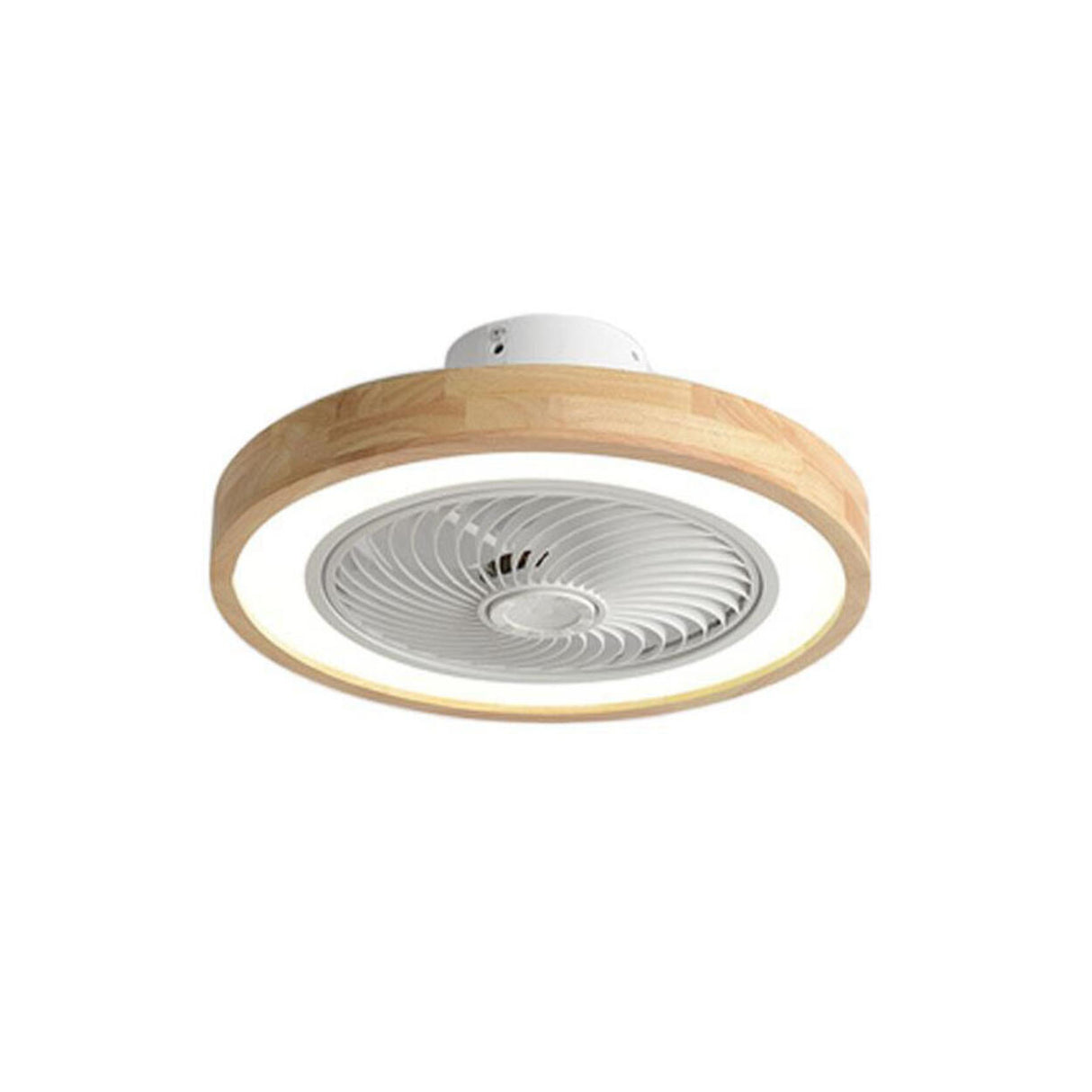 Contemporary Wood Round Ceiling Fan with LED Light Image - 5