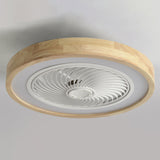 Contemporary Wood Round Ceiling Fan with LED Light Image - 6