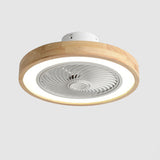 Contemporary Wood Round Ceiling Fan with LED Light Image - 9