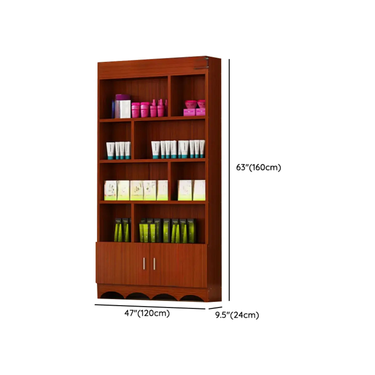 Contemporary Wooden Brown Open Storage Wine Cabinet Image - 25