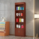 Contemporary Wooden Brown Open Storage Wine Cabinet Image - 11