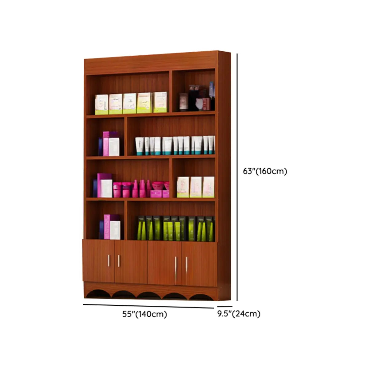 Contemporary Wooden Brown Open Storage Wine Cabinet Image - 26