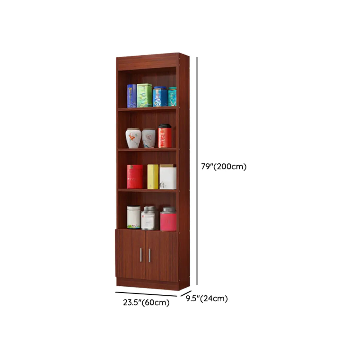 Contemporary Wooden Brown Open Storage Wine Cabinet Image - 27