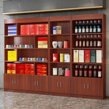 Contemporary Wooden Brown Open Storage Wine Cabinet Image - 4