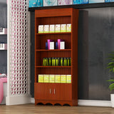 Contemporary Wooden Brown Open Storage Wine Cabinet Image - 5