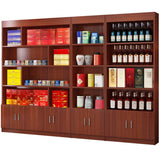 Contemporary Wooden Brown Open Storage Wine Cabinet Image - 6