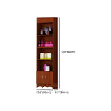 Contemporary Wooden Brown Open Storage Wine Cabinet Image - 22