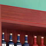 Contemporary Wooden Brown Open Storage Wine Cabinet Image - 8