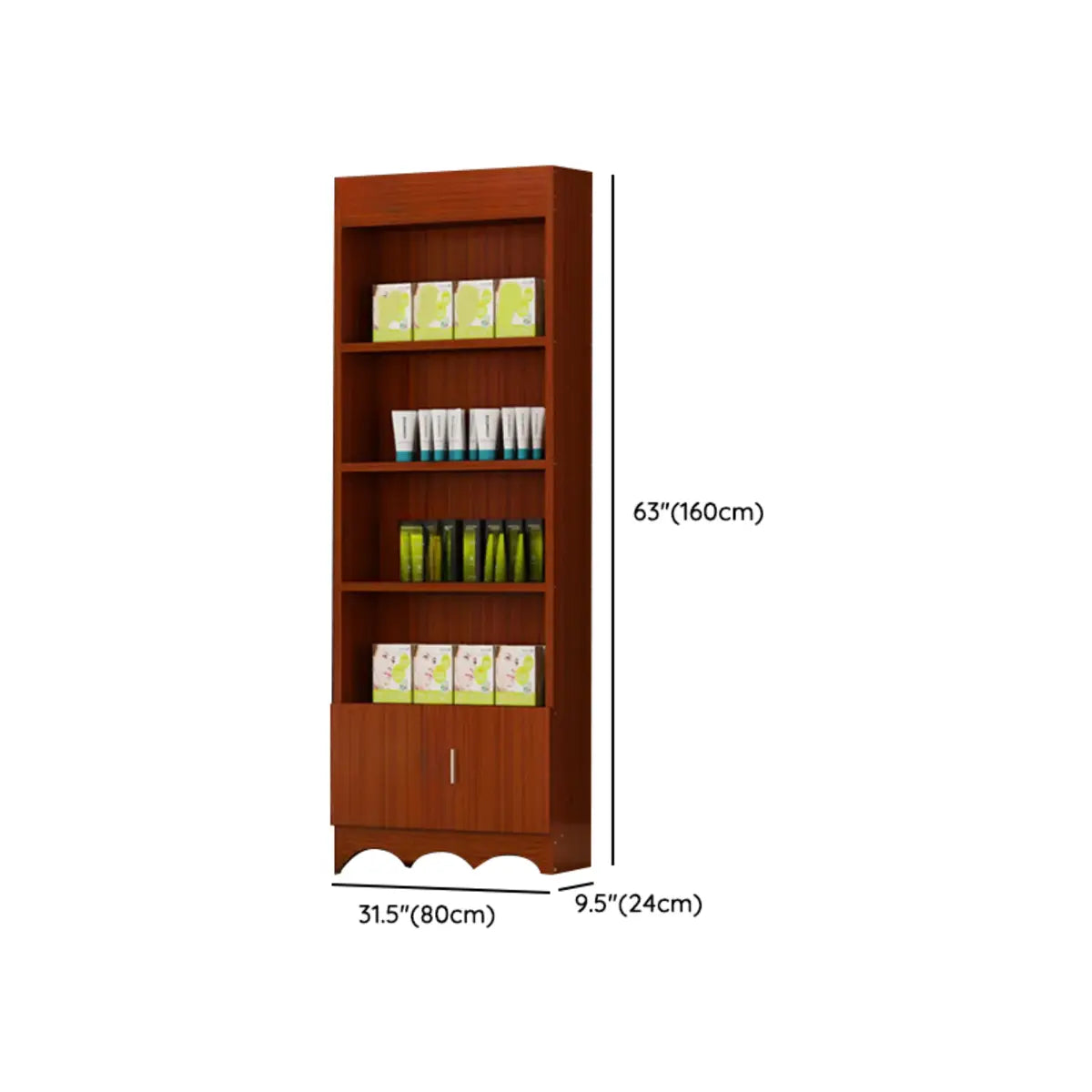 Contemporary Wooden Brown Open Storage Wine Cabinet Image - 23