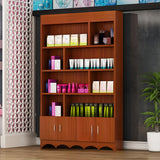 Contemporary Wooden Brown Open Storage Wine Cabinet Image - 9