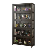 Contemporary Wooden Clear Black Figure Display Cabinet Image - 10