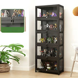 Contemporary Wooden Clear Black Figure Display Cabinet Image - 14