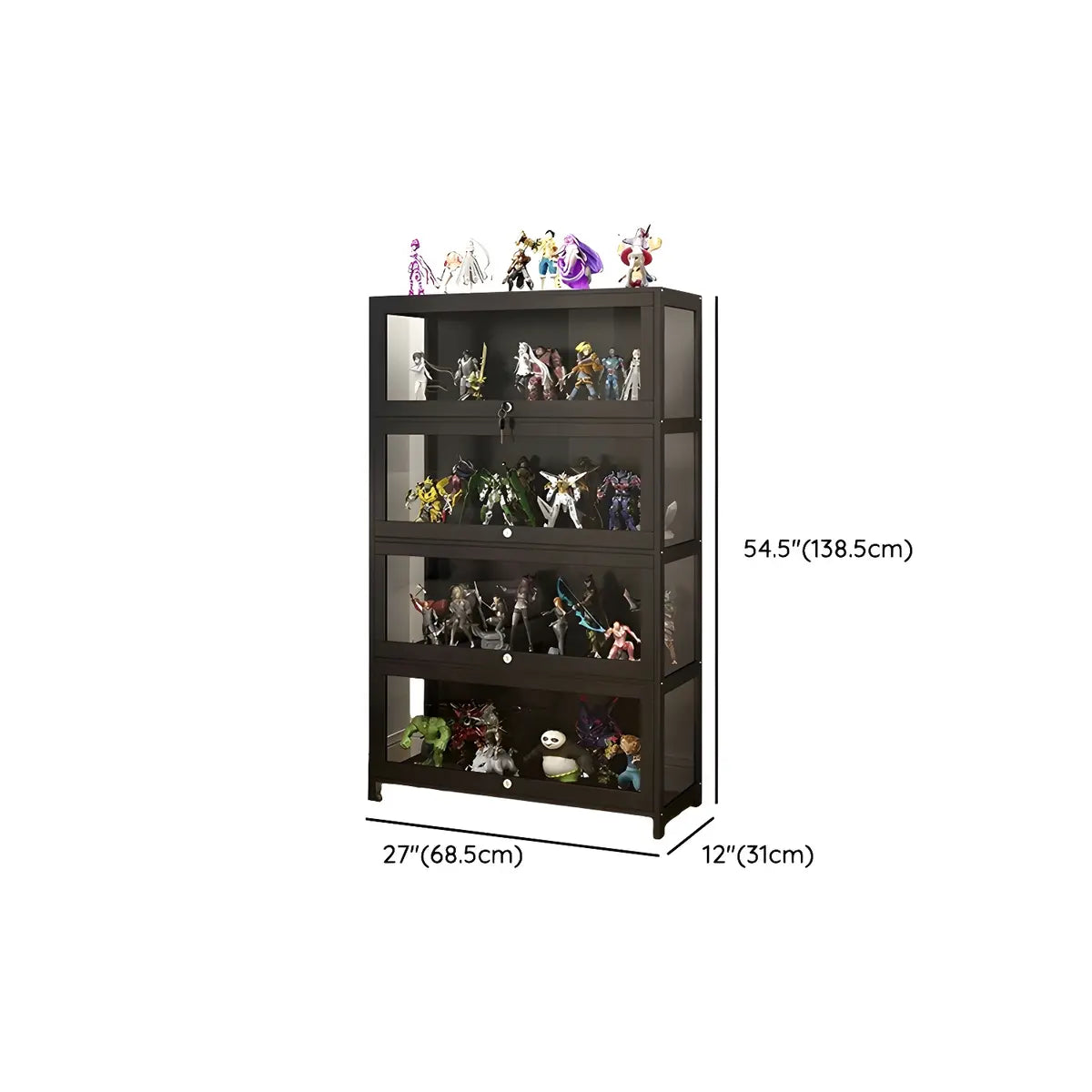 Contemporary Wooden Clear Black Figure Display Cabinet Image - 27