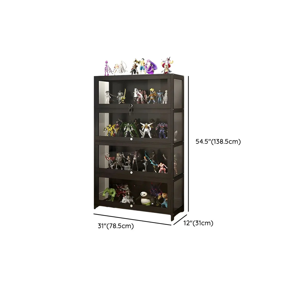 Contemporary Wooden Clear Black Figure Display Cabinet Image - 28