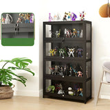 Contemporary Wooden Clear Black Figure Display Cabinet Image - 7