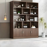 Contemporary Wooden Open Storage Wine Cabinet Brown Image - 13