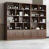 Contemporary Wooden Open Storage Wine Cabinet Brown Image - 14