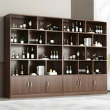 Contemporary Wooden Open Storage Wine Cabinet Brown Image - 16