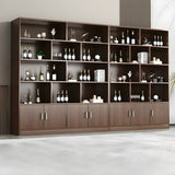 Contemporary Wooden Open Storage Wine Cabinet Brown Image - 17