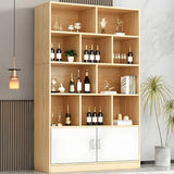 Contemporary Wooden Open Storage Wine Cabinet Brown Image - 18