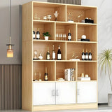 Contemporary Wooden Open Storage Wine Cabinet Brown Image - 19