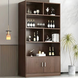 Contemporary Wooden Open Storage Wine Cabinet Brown Image - 2