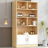 Contemporary Wooden Open Storage Wine Cabinet Brown Image - 20