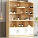 Contemporary Wooden Open Storage Wine Cabinet Brown Image - 22