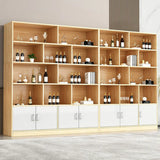 Contemporary Wooden Open Storage Wine Cabinet Brown Image - 26