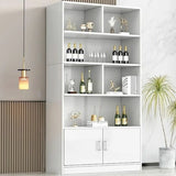 Contemporary Wooden Open Storage Wine Cabinet Brown Image - 27