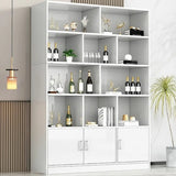 Contemporary Wooden Open Storage Wine Cabinet Brown Image - 28