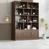 Contemporary Wooden Open Storage Wine Cabinet Brown Image - 3