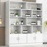 Contemporary Wooden Open Storage Wine Cabinet Brown Image - 30