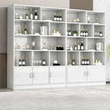 Contemporary Wooden Open Storage Wine Cabinet Brown Image - 32