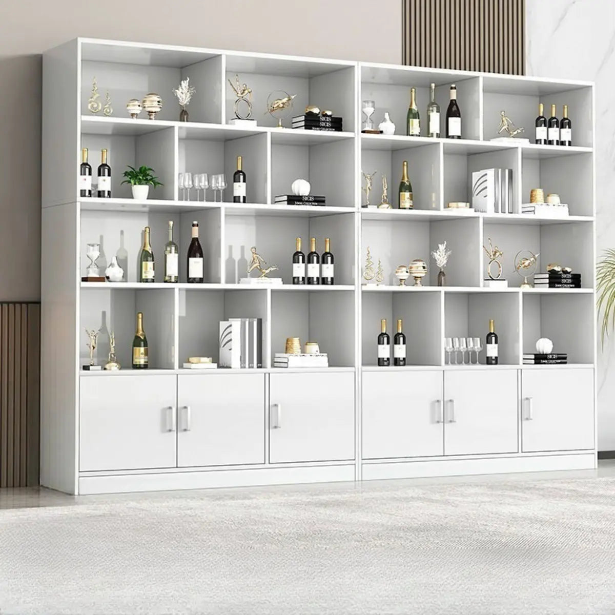 Contemporary Wooden Open Storage Wine Cabinet Brown Image - 33