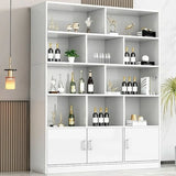 Contemporary Wooden Open Storage Wine Cabinet Brown Image - 34