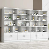 Contemporary Wooden Open Storage Wine Cabinet Brown Image - 35