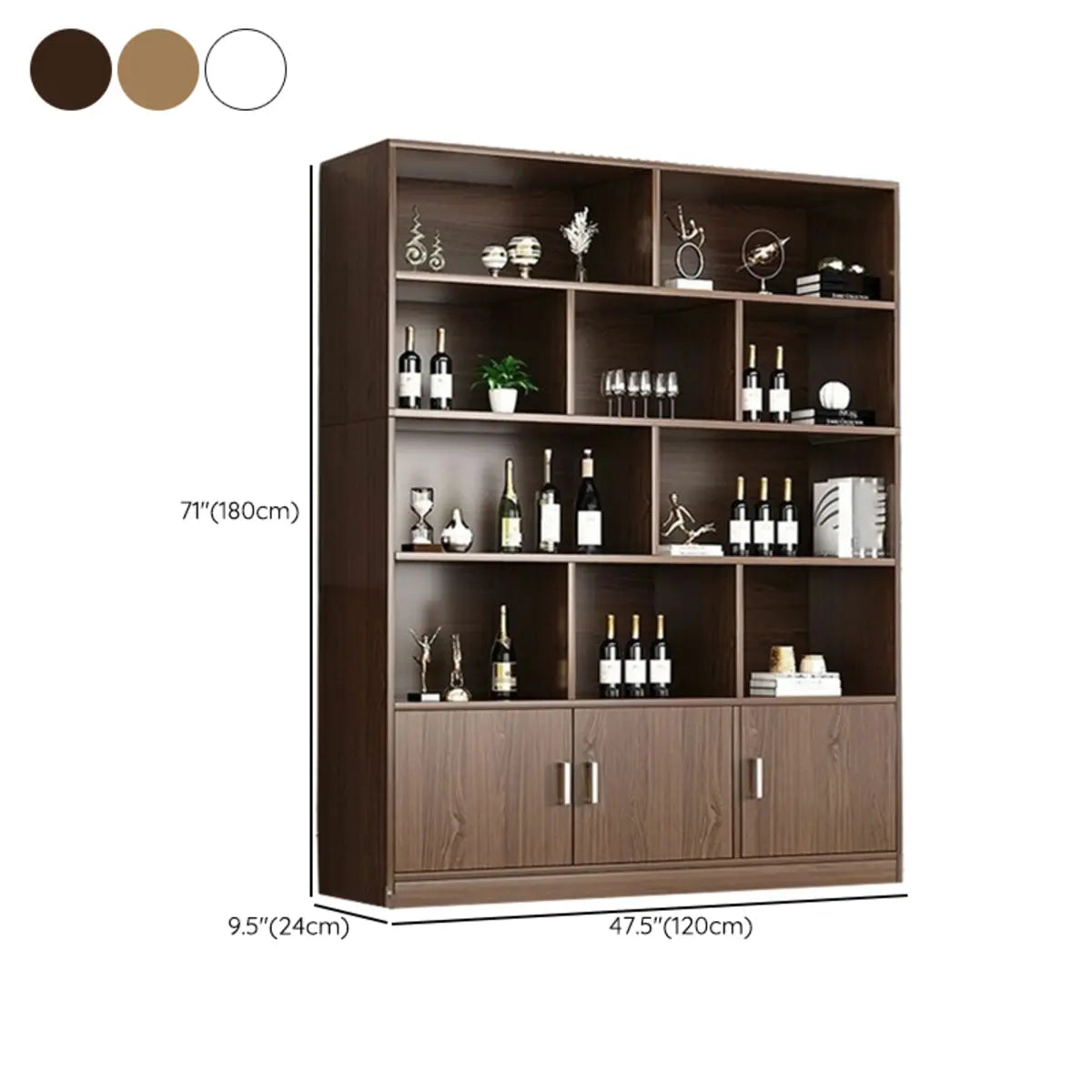 Contemporary Wooden Open Storage Wine Cabinet Brown Image - 39