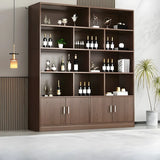 Contemporary Wooden Open Storage Wine Cabinet Brown Image - 4