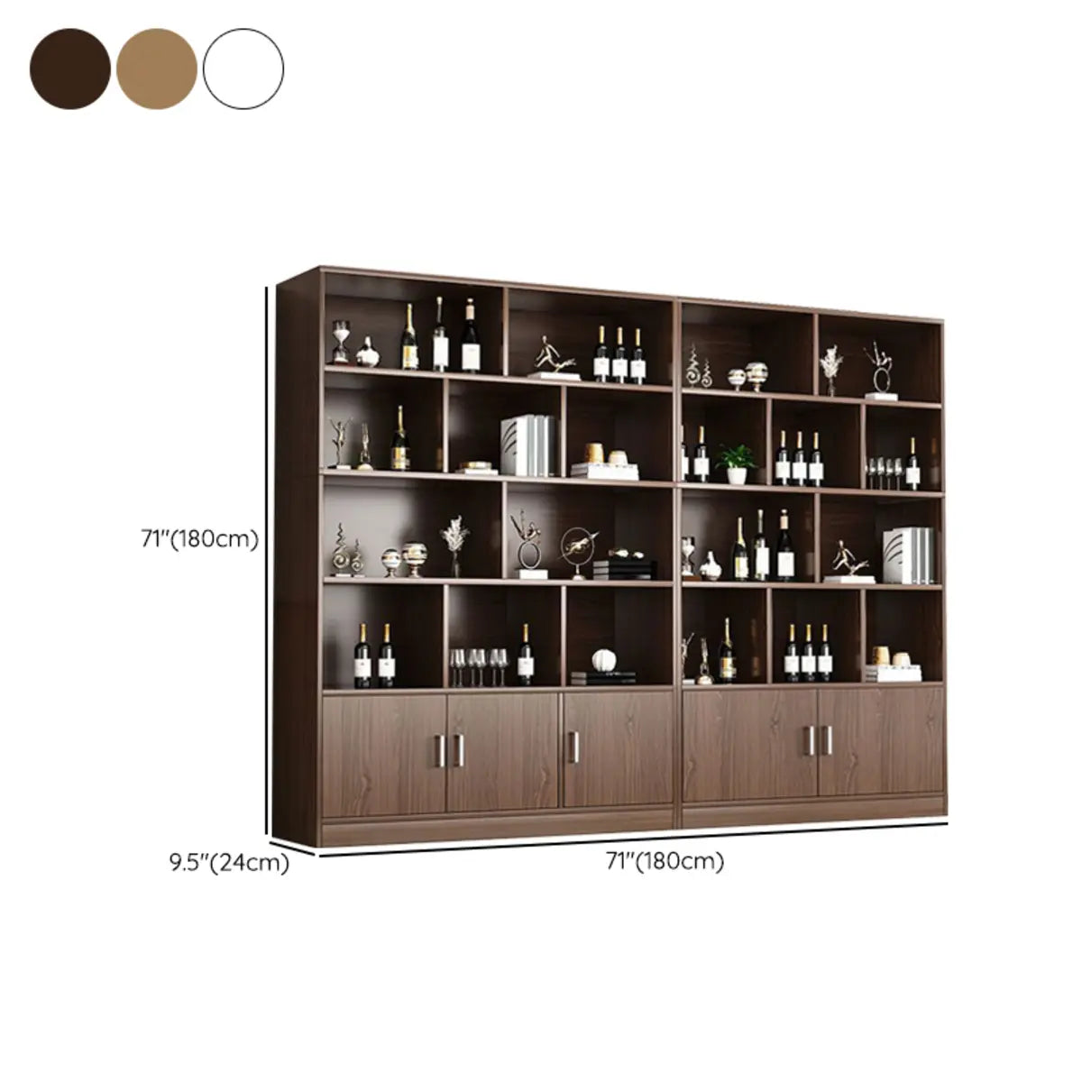 Contemporary Wooden Open Storage Wine Cabinet Brown Image - 42