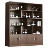 Contemporary Wooden Open Storage Wine Cabinet Brown Image - 5