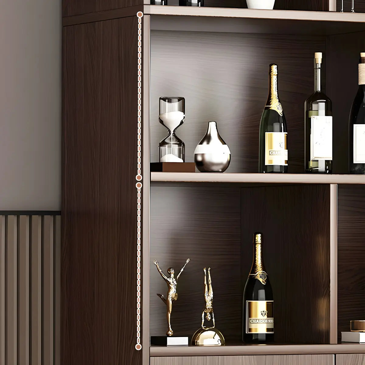 Contemporary Wooden Open Storage Wine Cabinet Brown Image - 7