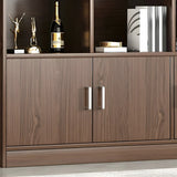 Contemporary Wooden Open Storage Wine Cabinet Brown Image - 9